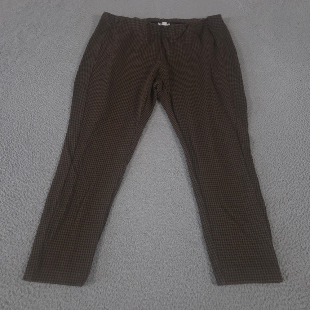J. Jill Leggings Womens 2X Brown Smoothing Ponte Houndstooth‎ Tapered Leg Ankle